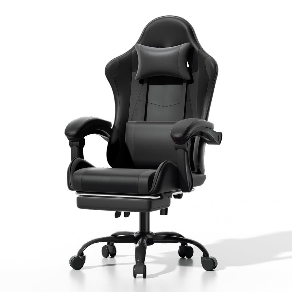 Ergonomic Gaming Chair with Footrest, Headrest & Lumbar Support