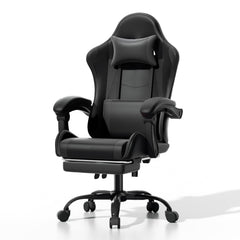 Ergonomic Gaming Chair with Footrest, Headrest & Lumbar Support