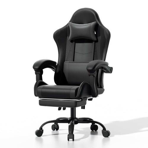 Ergonomic Gaming Chair with Footrest, Headrest & Lumbar Support