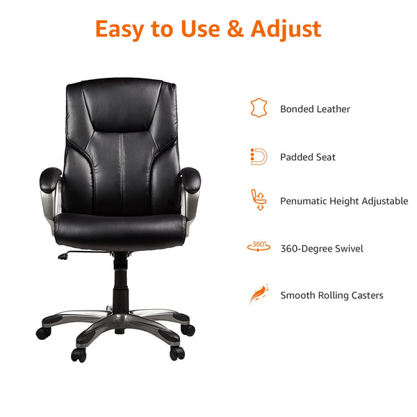 Executive High-Back Office Chair with Adjustable Height & Swivel