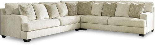 Beige Microfiber L-Shaped Sectional Sofa with Reversible Cushions