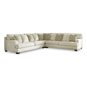 Beige Microfiber L-Shaped Sectional Sofa with Reversible Cushions