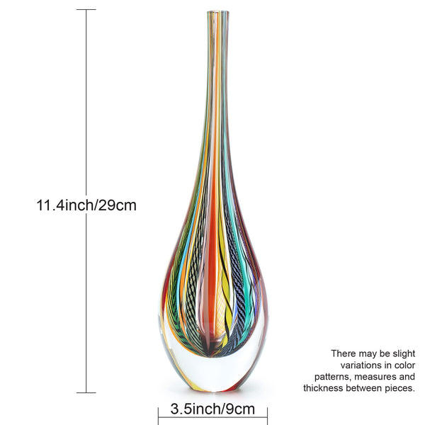 Hand Blown Glass Drop Vase — Murano Style Art Glass