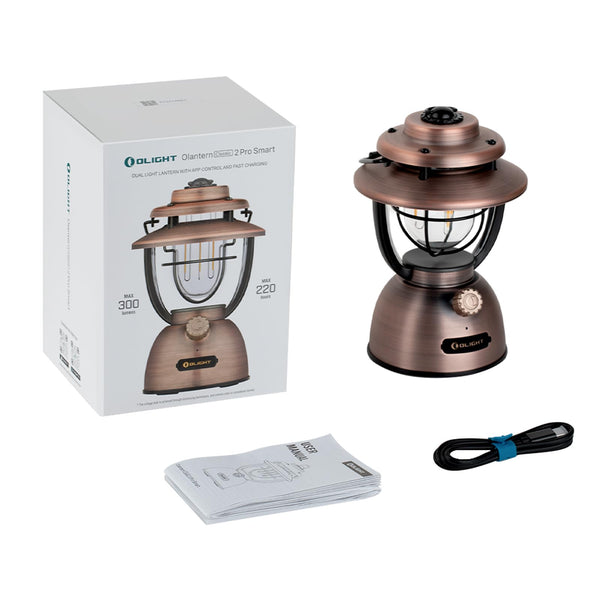 Rechargeable LED Camping Lantern – 300 Lumens, App Control, IP55, Vintage Bronze