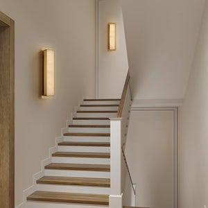 Alabaster Wall Sconce – 19.7" Natural Marble Indoor Wall Light, Gold, 18W LED