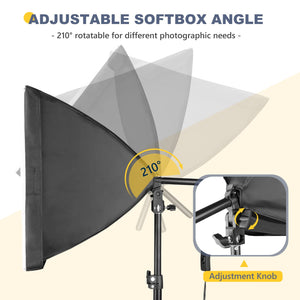 Softbox Photography Lighting Kit with LED Bulbs & Tripod Stands