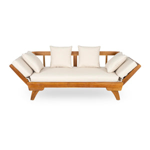 Convertible Outdoor Daybed Sofa – 3-Seater Acacia Wood Patio Couch