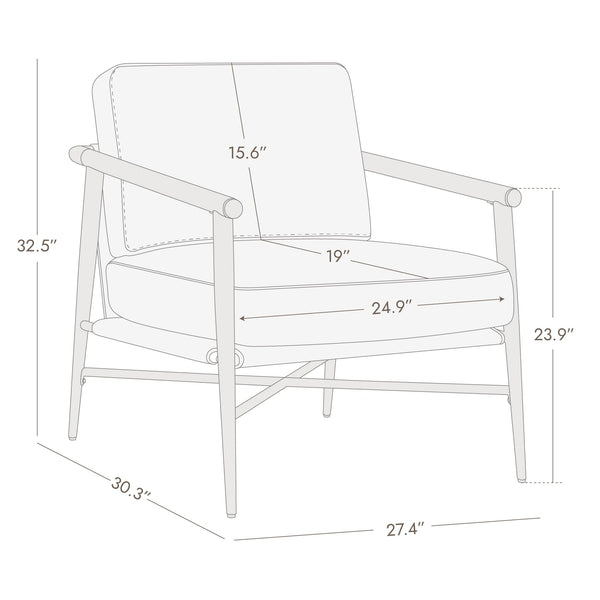 Mid-Century Modern Accent Chair Set of 2 – Faux Leather Armchair