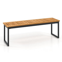 Acacia Wood Outdoor Dining Bench with Metal Legs