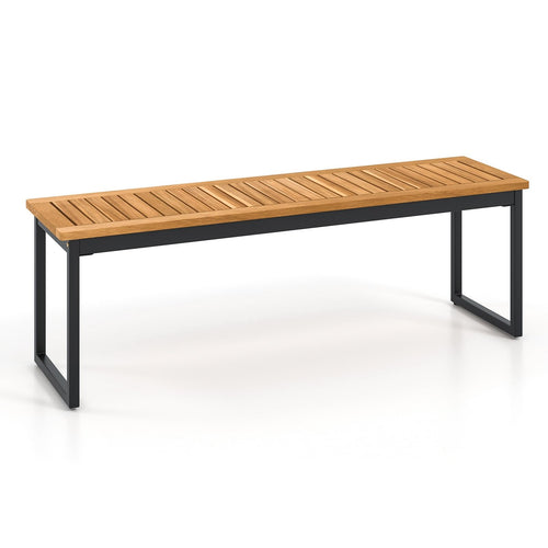 Acacia Wood Outdoor Dining Bench with Metal Legs