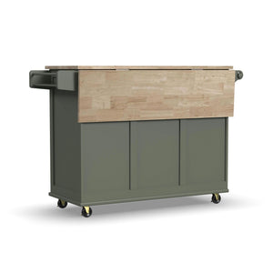 Rolling Kitchen Island Cart with Drop-Leaf Breakfast Bar