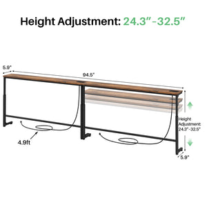 Extra Long Behind Couch Console Table with Power Outlets