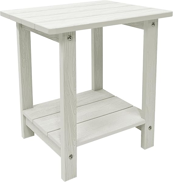 Melucivi Weather Resistant Outdoor Side Table, Double Small Adirondack Side Table for Adirondack Chair - Indoor Outdoor End Table, Patio Table for Pool, Deck and Porch (Black)