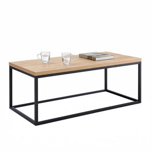 40" Rectangle Coffee Table with Black Metal Legs