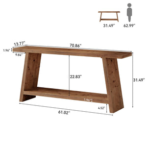 Solid Wood Console Table with 2-Tier Storage