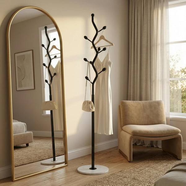 Tree Branch Coat Rack with Marble Base