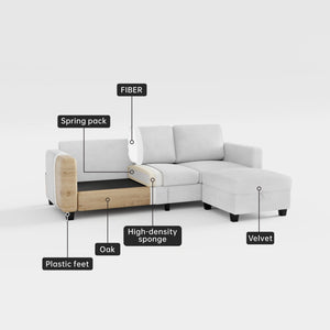 L-Shaped Sectional Sofa with Storage Ottoman