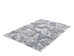 Palm Leaves Blue Grey Area Rug