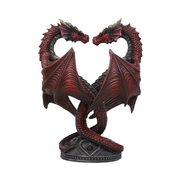 Dragon Heart Candle Holder — Hand-Painted Resin, Red, 23cm