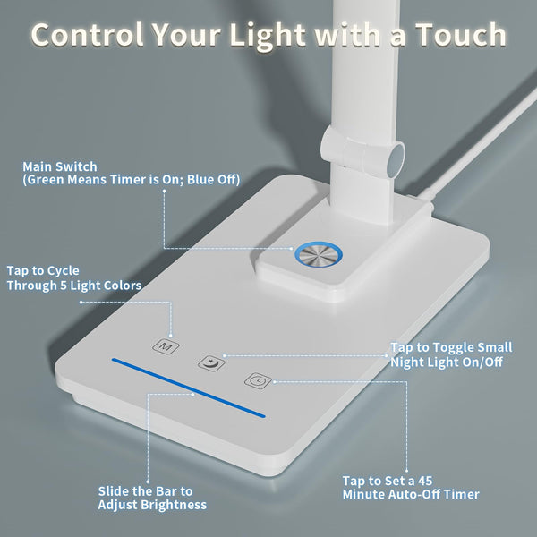 LED Desk Lamp with USB Port & Touch Control