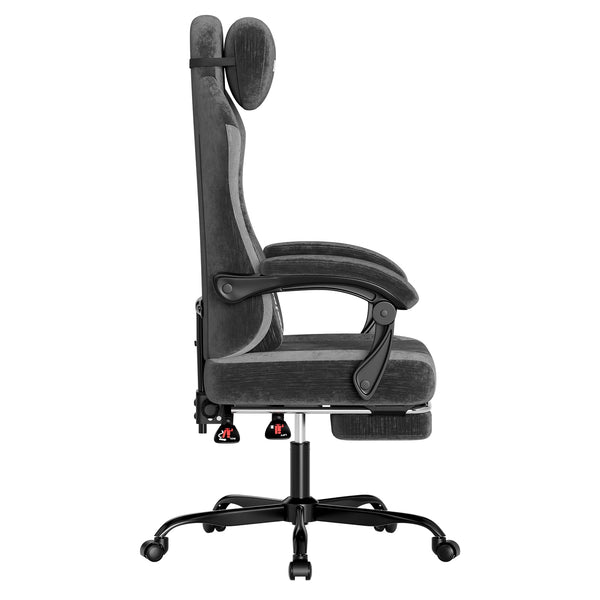 SUKIDA Fabric Video Gaming Chair, Ergonomic High-Back Computer Game Chairs with Large Massage Adjustable Lumbar Support, Headrest and Linked Armrests for Long Hours Sitting Task Chair, Black