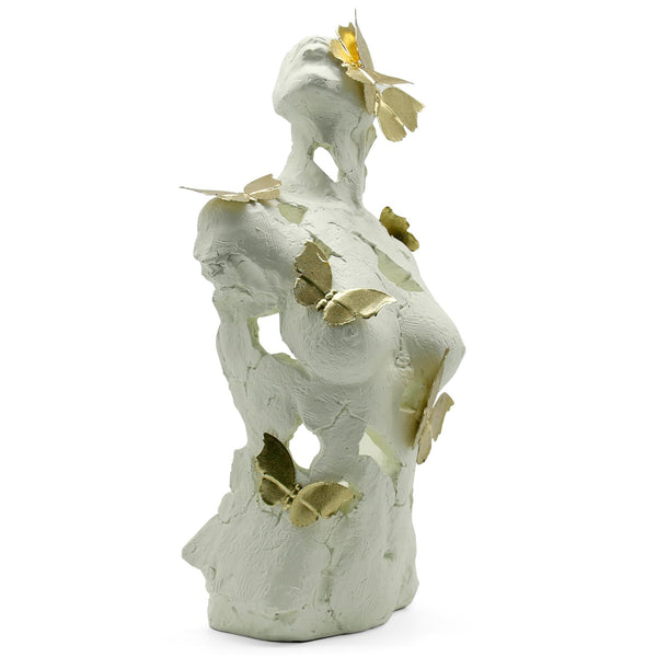 Abstract Female Bust Sculpture with Butterflies