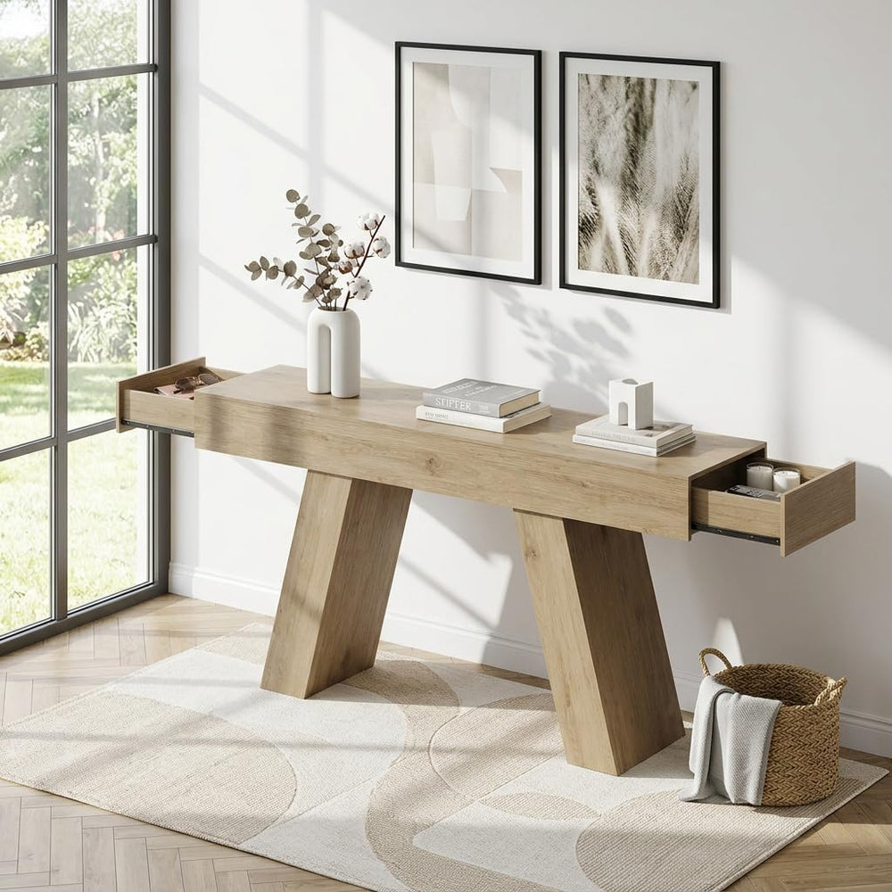 63-Inch Console Table with Storage Drawers