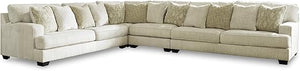 Beige Microfiber L-Shaped Sectional Sofa with Reversible Cushions