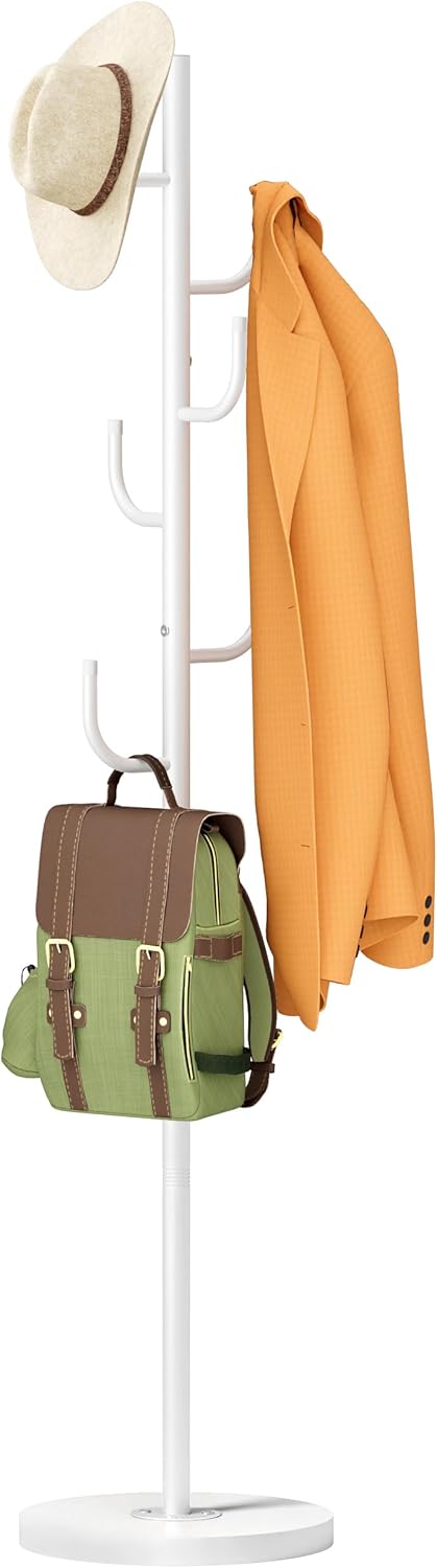 Heavy Duty Freestanding Coat Rack with Wood Base