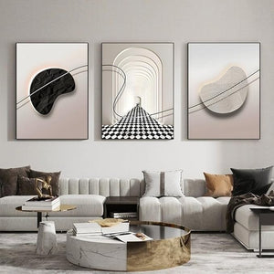 Abstract Black & White Framed Wall Art Set of 3