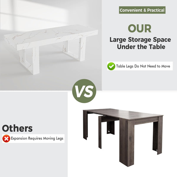 Extendable Faux Marble Dining Table for 6–10