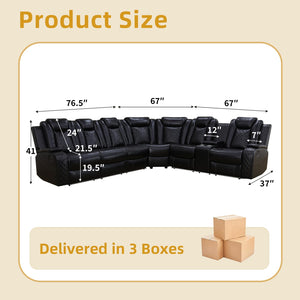Power Reclining Sectional Sofa with LED & Wireless Charging