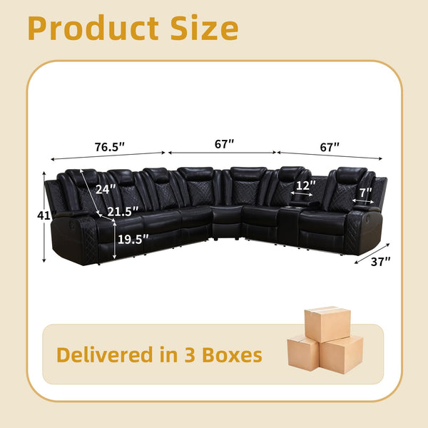 Power Reclining Sectional Sofa with LED & Wireless Charging