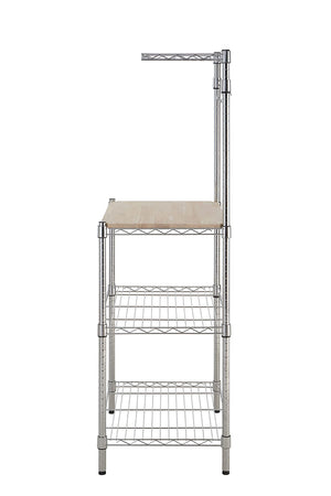 Kitchen Baker's Rack with Wood Countertop & Wire Shelves