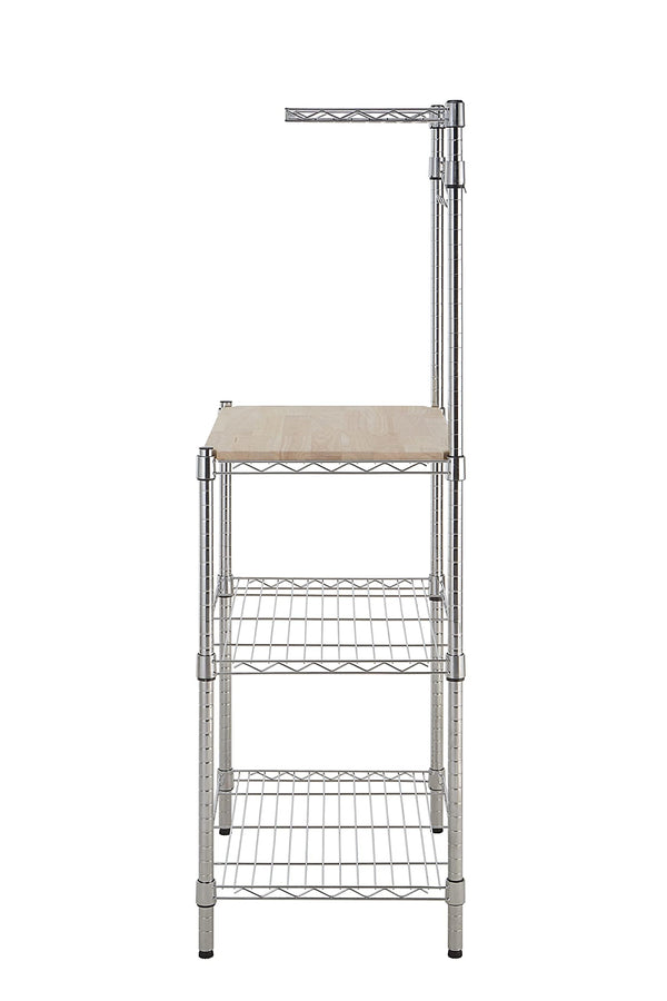 Kitchen Baker's Rack with Wood Countertop & Wire Shelves