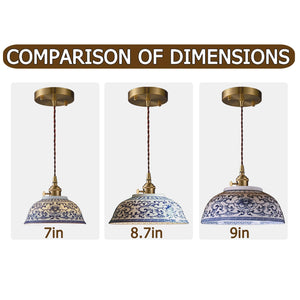 Ceramic Blue & White Porcelain Pendant Light