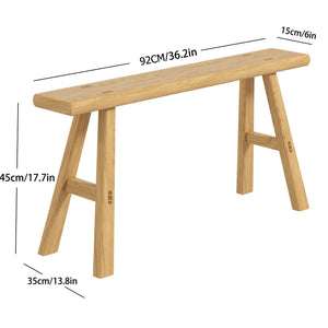 36-Inch Solid Elm Wood Bench – Handmade Mortise & Tenon, Seats 2–3, Natural Wood
