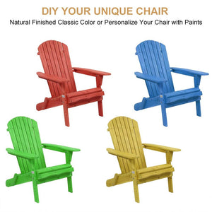 Folding Adirondack Chairs Set of 4 – Weather-Resistant Fir Wood Patio Chairs