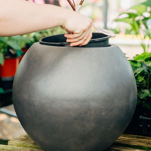 Round Sphere Charcoal Planter – Fiberstone Composite, Indoor & Outdoor