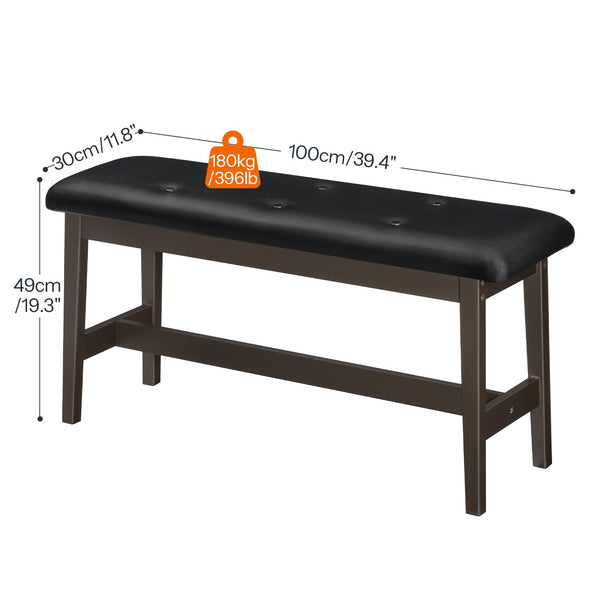 Bamboo Dining Bench with PU Leather Upholstered Seat