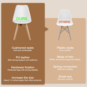 Modern PU Leather Dining Chairs with Wood Legs