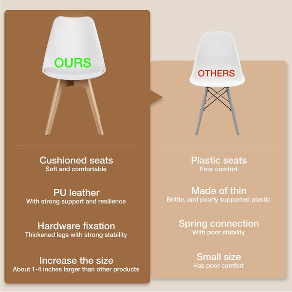 Modern PU Leather Dining Chairs with Wood Legs