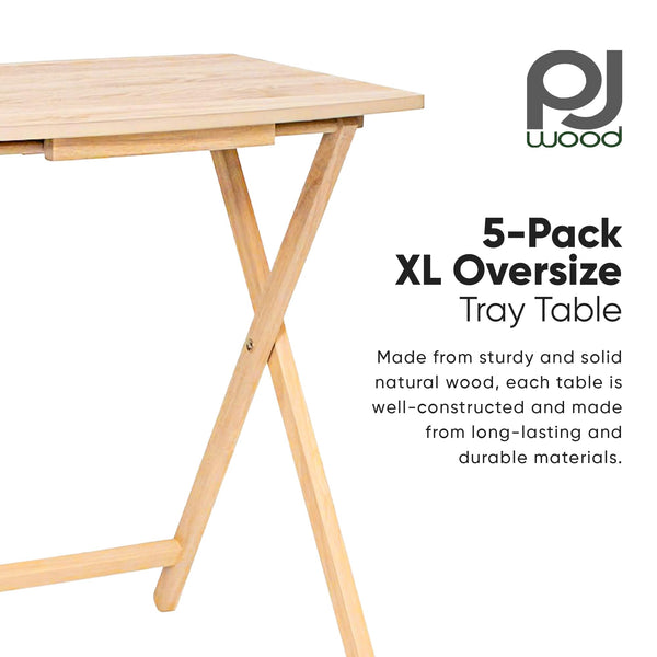 5-Pack XL Folding Tray Tables for Living Room, Kitchen & Small Spaces