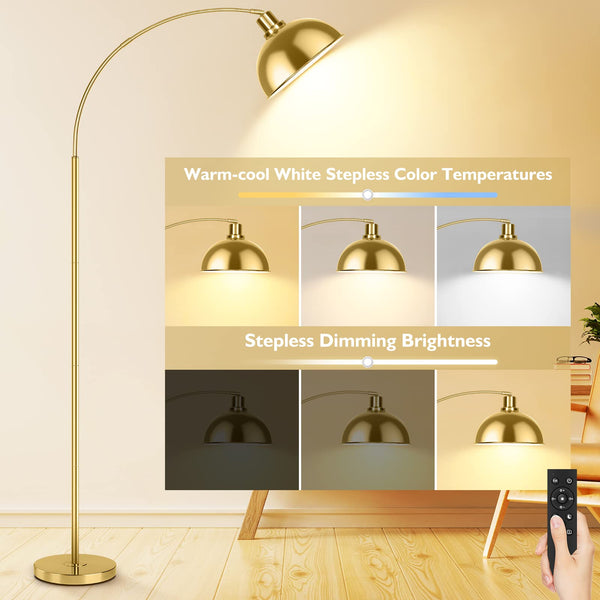 Arc Floor Lamp with Remote & Dome Shade