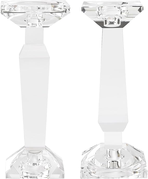 Crystal Candelabra Set — Dual-Purpose Pillar & Taper Candle Holder