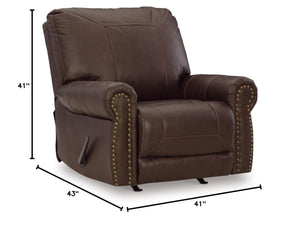 Traditional Leather Match Manual Recliner with Nailhead Trim