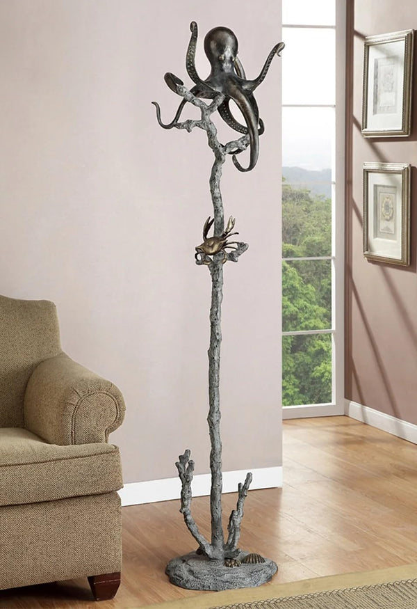 Cast Aluminum Octopus Coat Rack – 68" Tall Entryway Sculpture
