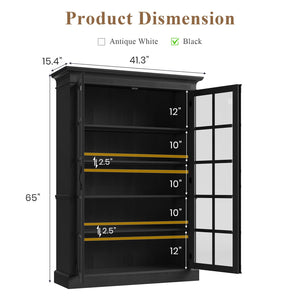 65" Tall Display Cabinet with Glass Door & Adjustable Shelves
