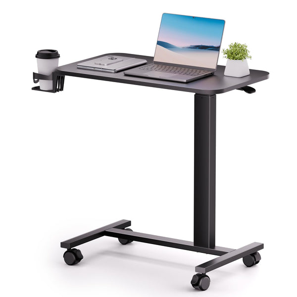 Adjustable Overbed Table with Wheels & Pneumatic Lift