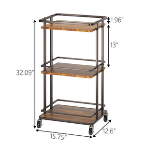 3-Tier Rolling Bar Cart with Wheels